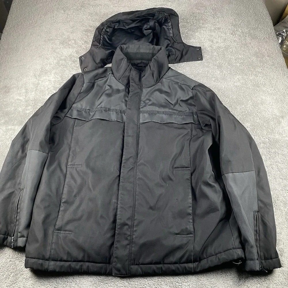 J. Ferrar‎ Rain Coat Jacket Mens Large Black Detachable Hood